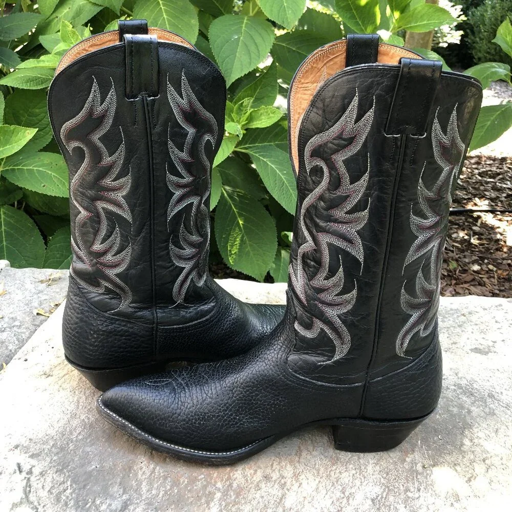 Vintage Nocona Genuine Black Cowhide Leather Boots, Men's, Size 11D - Picture 2 of 16